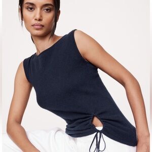 Banana Republic cashmere lightweight tank sweater navy blue XXS cut out NWT NEW